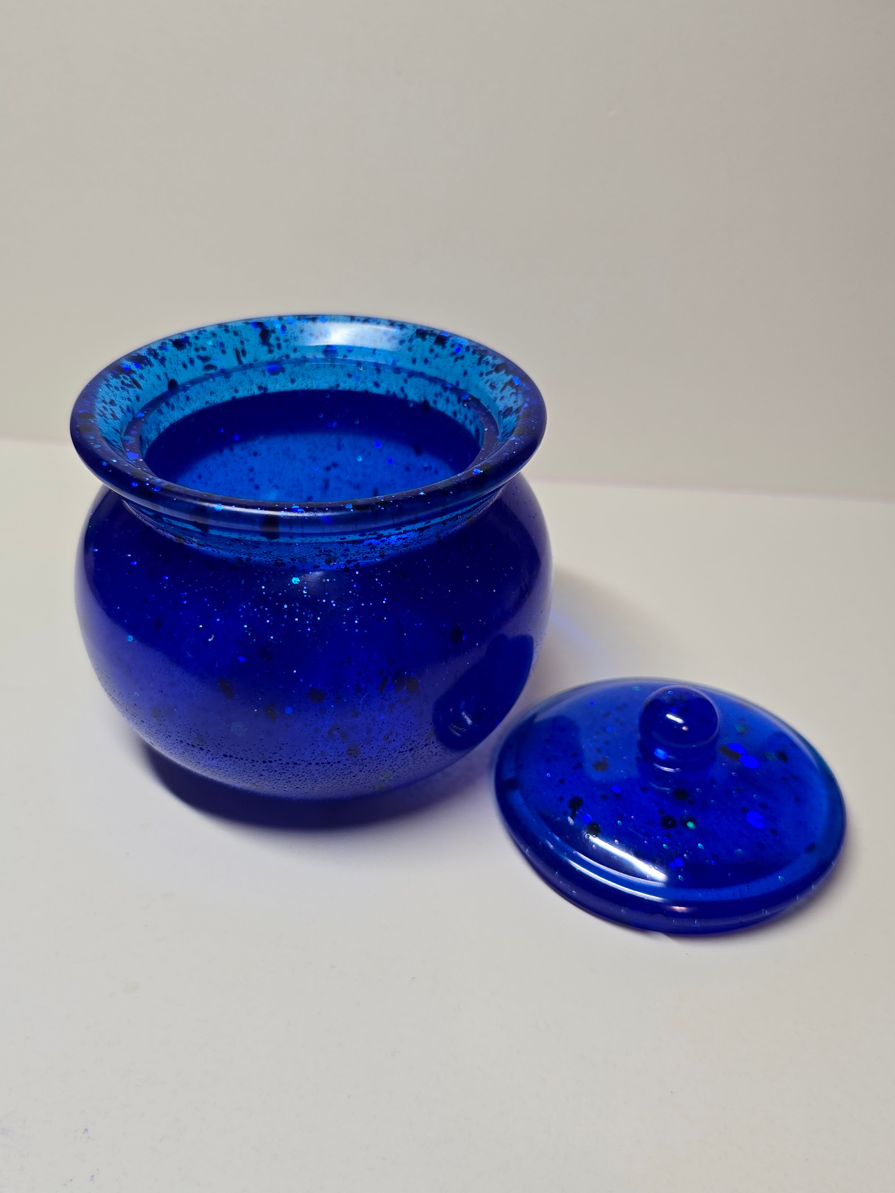 Blue honey pot Jar with Glitter