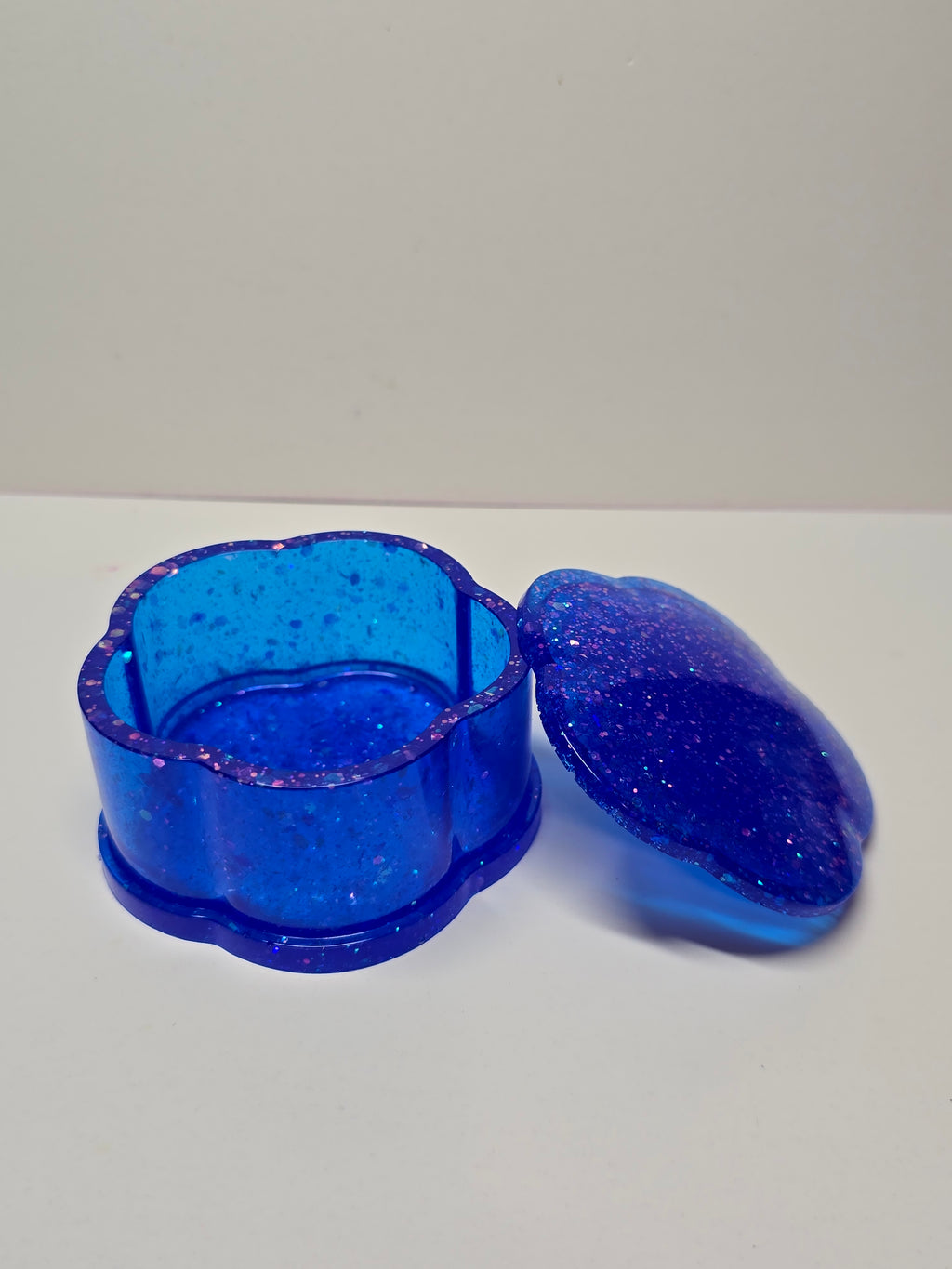 Blue with glitter trinket jar