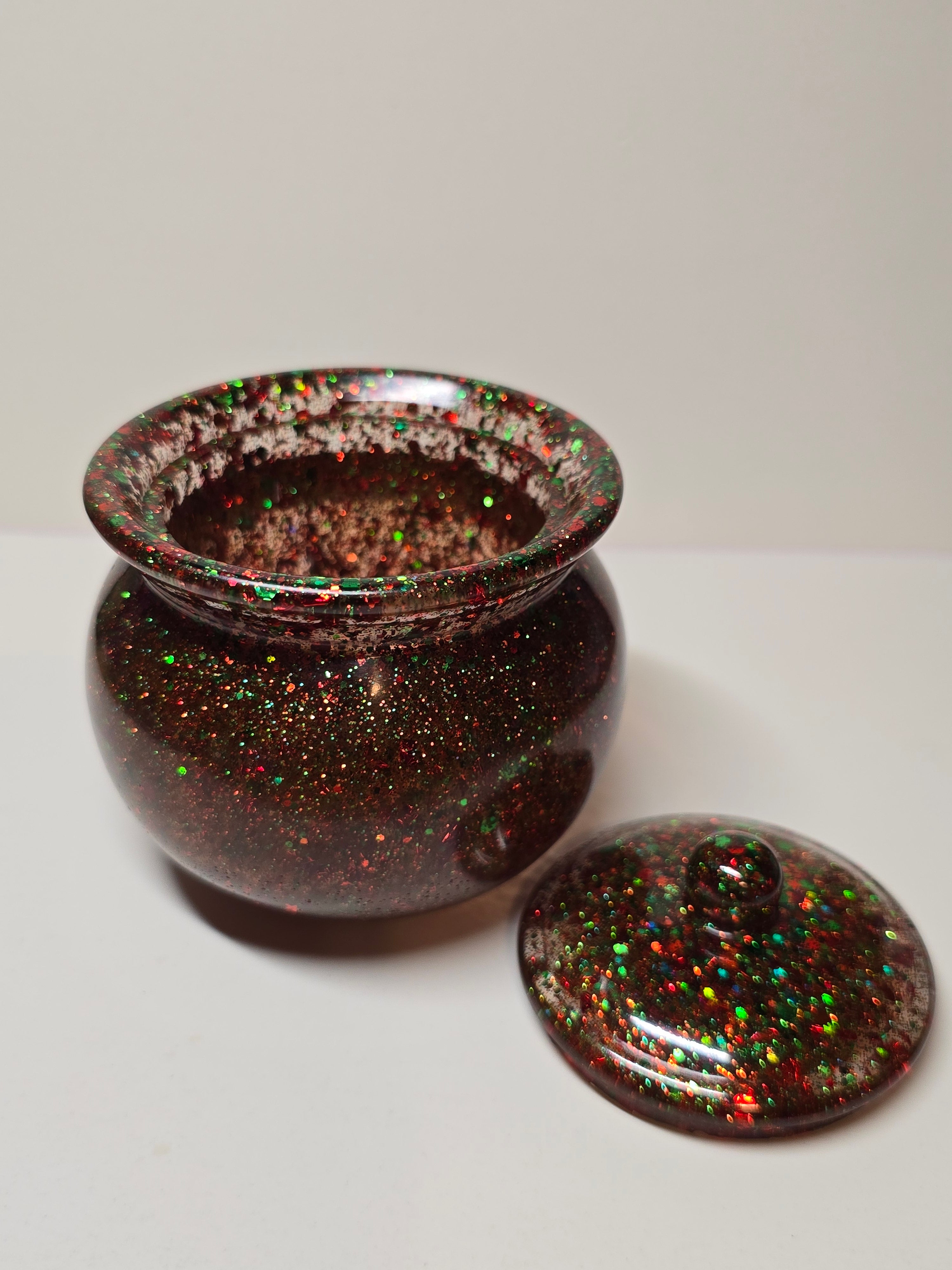 Christmas colored honey pot