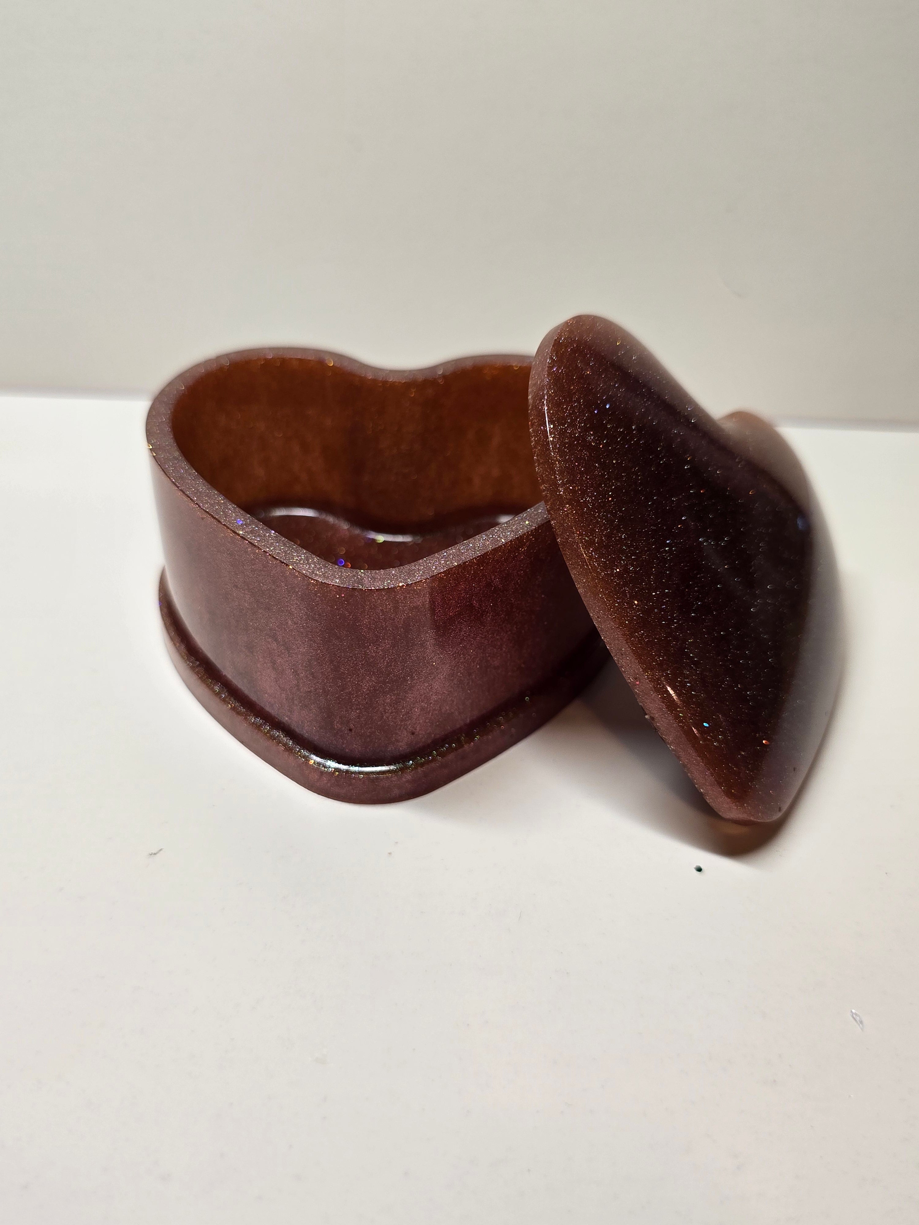 Goldish brown color shifting heart trinket tray and star dish