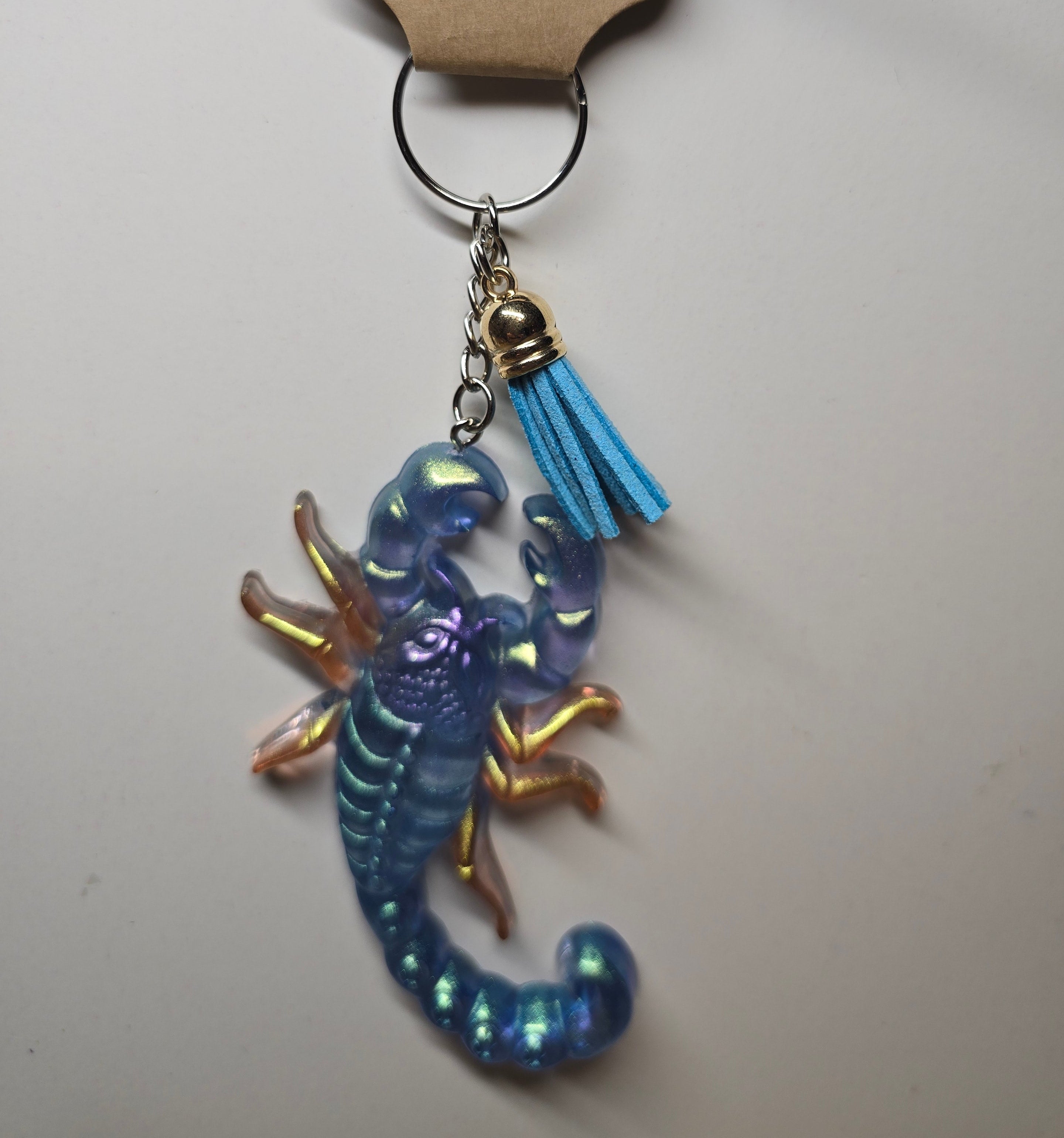 Blue Scorpion Resin Keychain