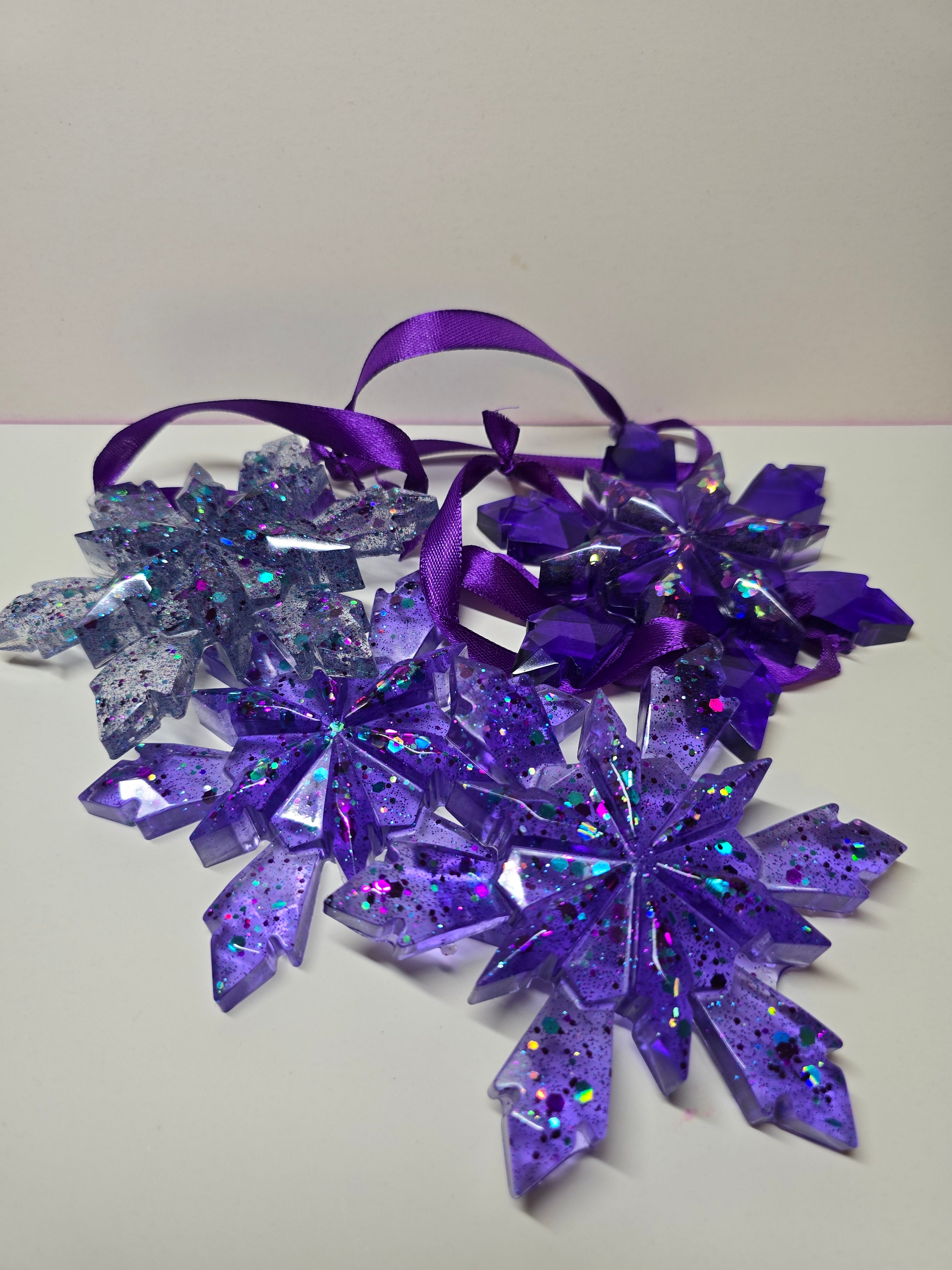 Purple Snowflakes with Glitter (4)