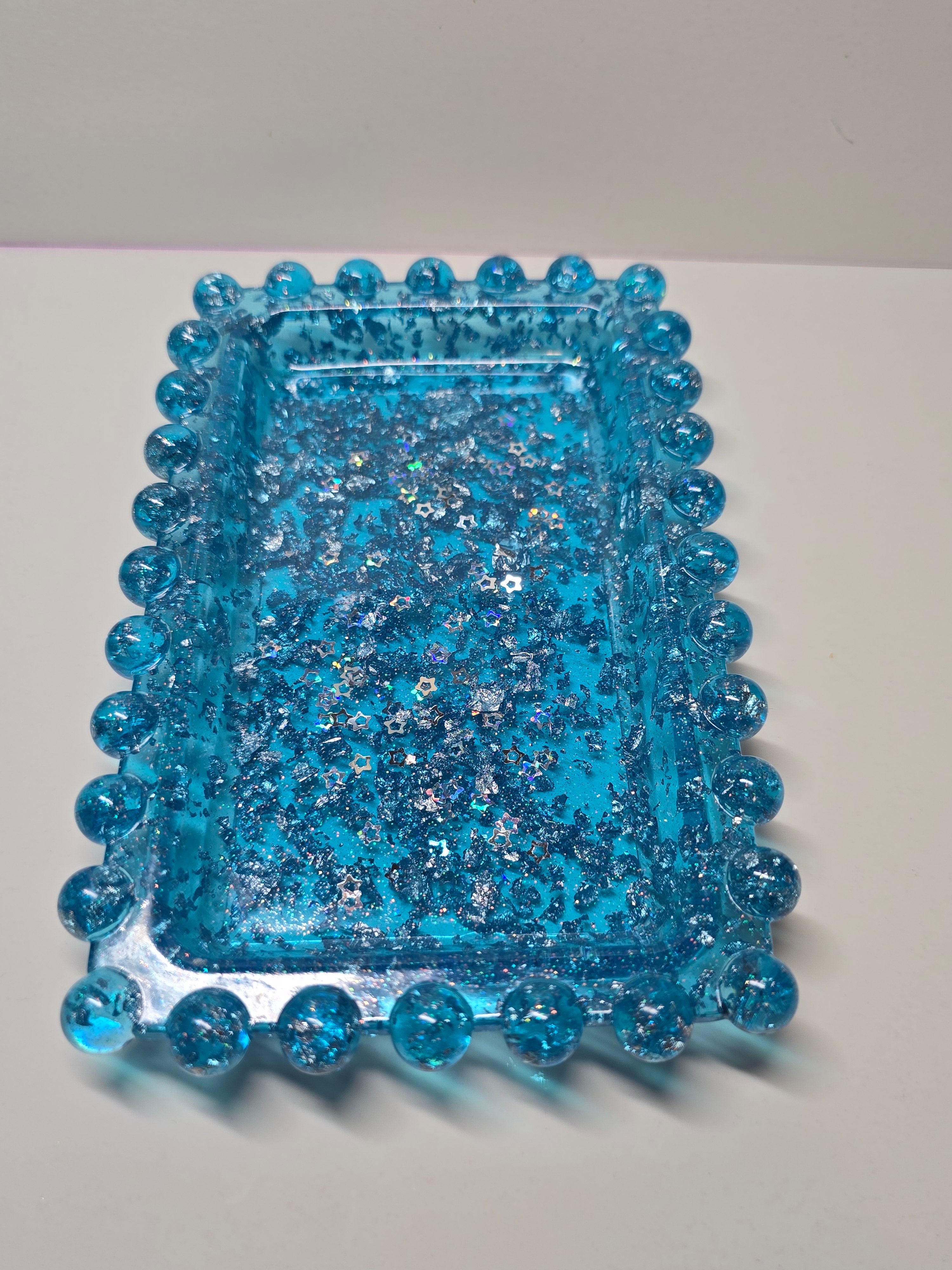 Blue Glacier Glitter Resin Tray & Candle Holder