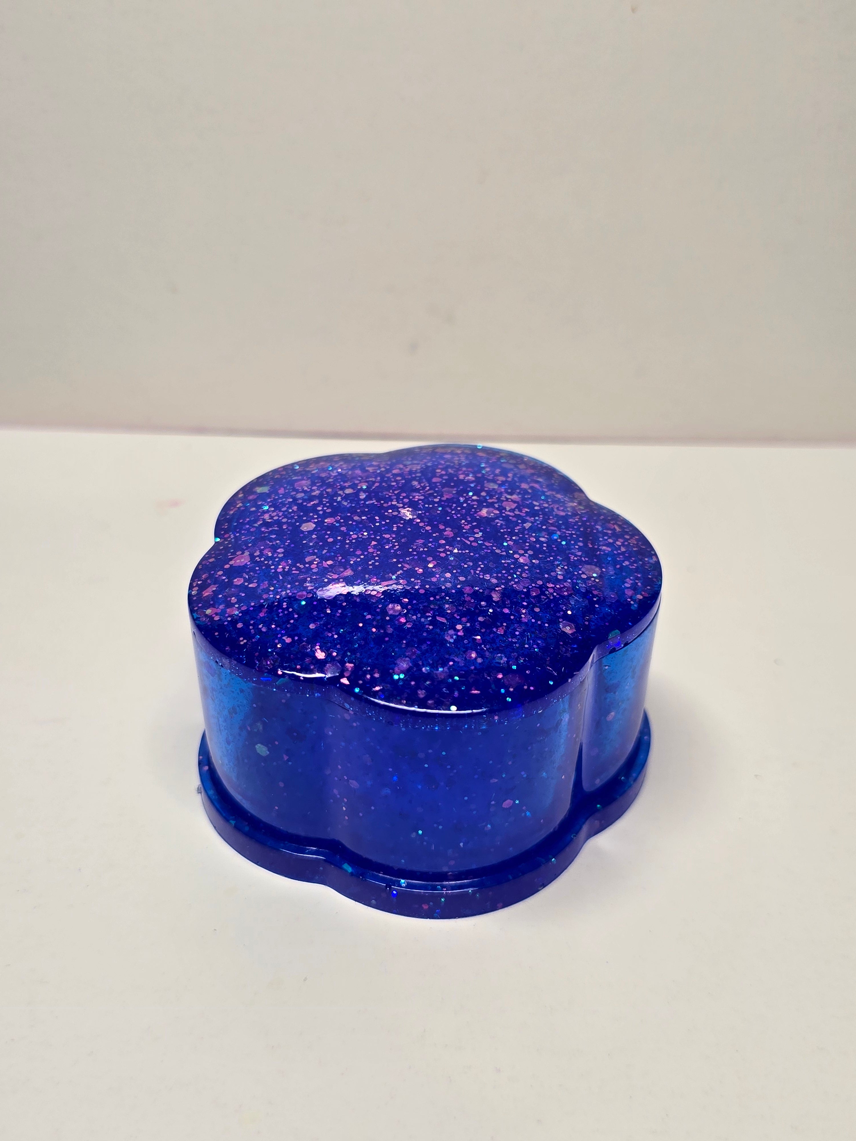 Blue with glitter trinket jar