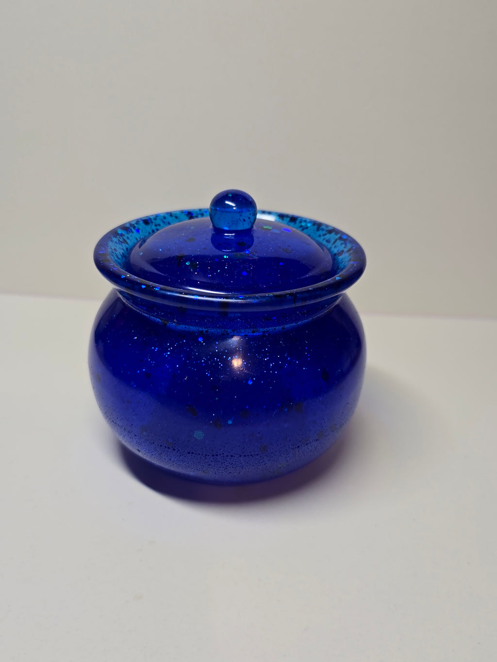 Blue honey pot Jar with Glitter