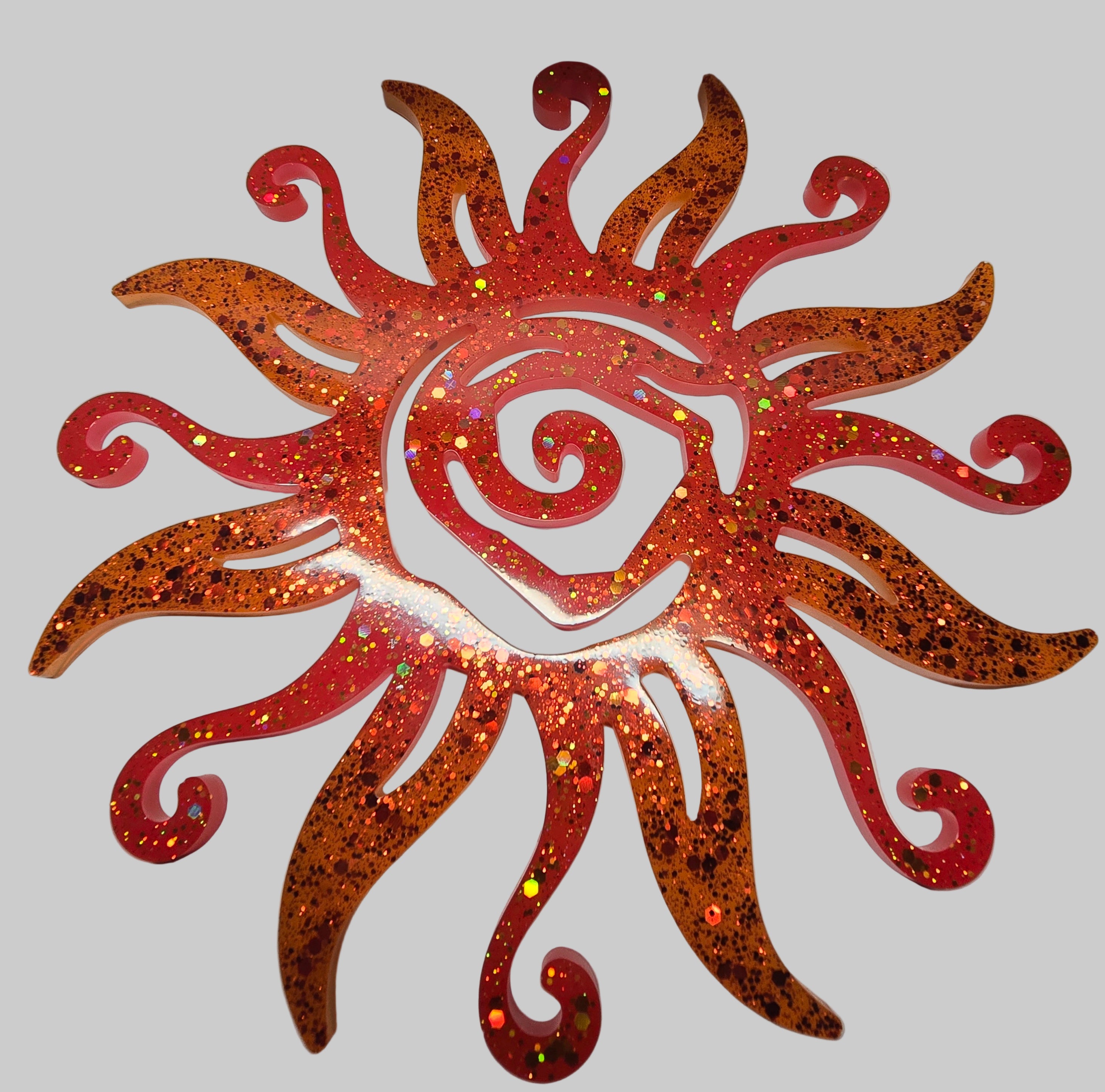Fiery Glow Resin Sun Decor