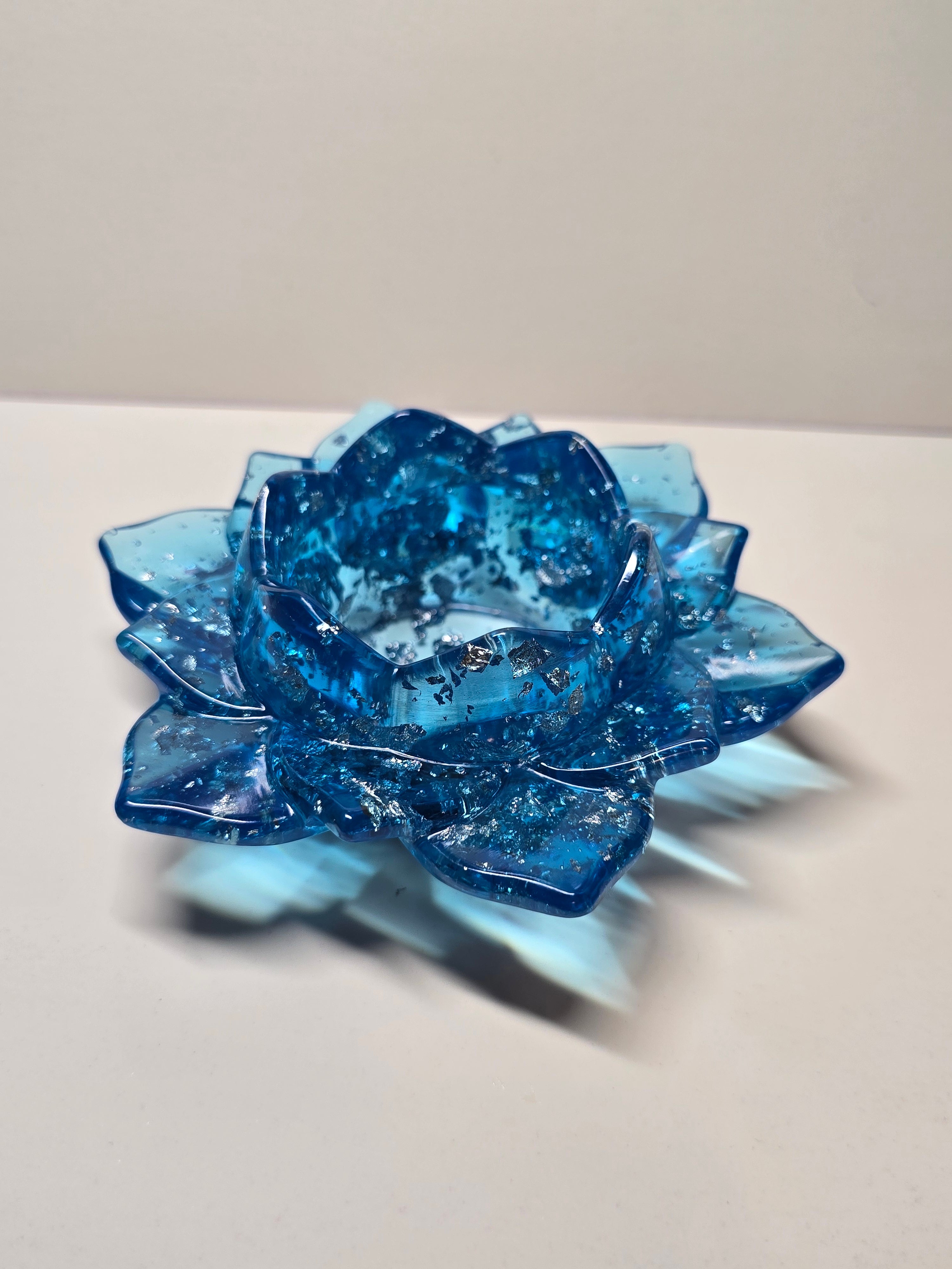 Blue Glacier Glitter Resin Tray & Candle Holder